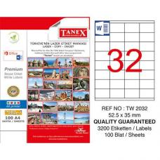 Tanex Laser Etiket TW 2032 52.5 x 35 mm